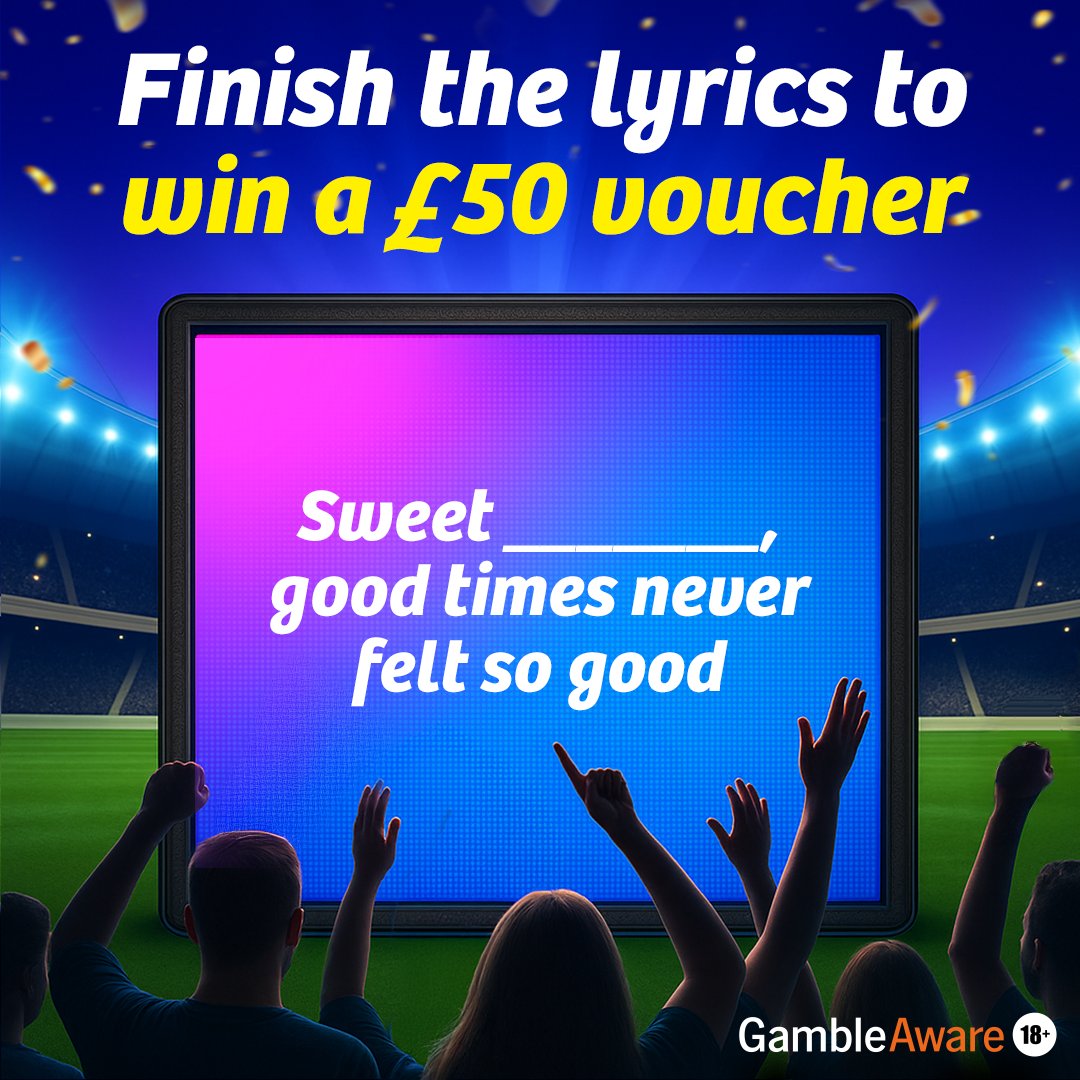 ⚽ Think you know your footy anthems? Finish the lyrics for the chance to 𝐬𝐜𝐨𝐫𝐞 𝐚 £𝟓𝟎 𝐀𝐦𝐚𝐳𝐨𝐧 𝐯𝐨𝐮𝐜𝐡𝐞𝐫!⁣
⁣
___________⁣ ⁣     ⁣
Three randomly selected winners will be announced on 10th October to each win a £50 Amazon voucher.       ⁣
Winners