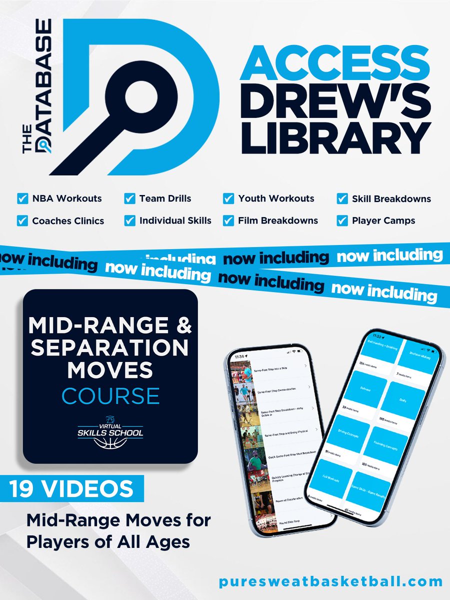 PureSweat's tweet image. 🚨 New Videos added to The Database 🚨

The entire Mid-Range + Separation Moves series from Virtual Skills School is now in The Database. Team Shooting Drills is also now included!

Access Now: hubs.li/Q03M3S1m0