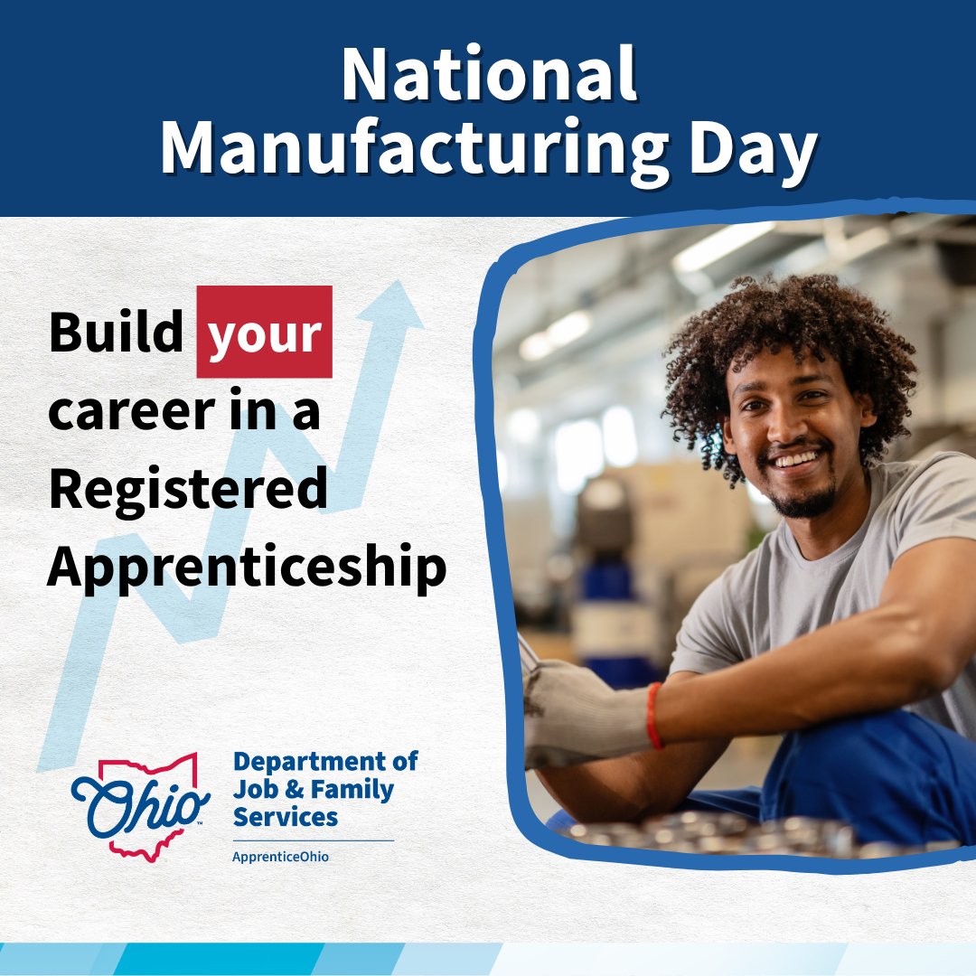 Ready to take the next step in your career journey? Learn how a Registered Apprenticeship in Manufacturing can help you build your future at apprentice.ohio.gov!  #MFGDay25 #ApprenticeshipWorks