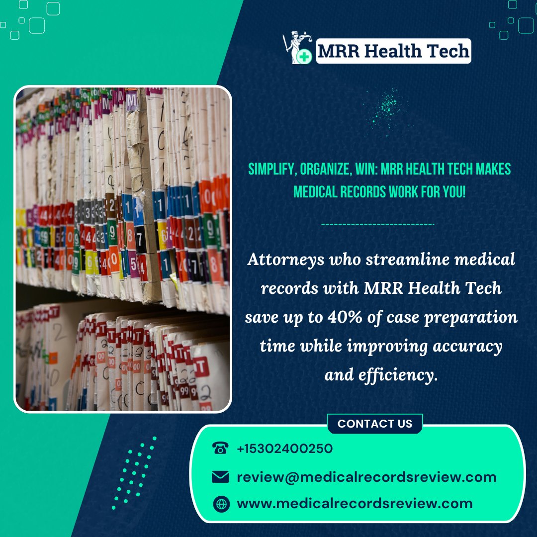 MrrHealthtech23's tweet image. Stop wasting hours on messy medical records! 

MRR Health Tech #organizes and #summarizes your files, helping attorneys focus on strategy, not sorting

#MedicalRecordsReview #MRRHealthTech