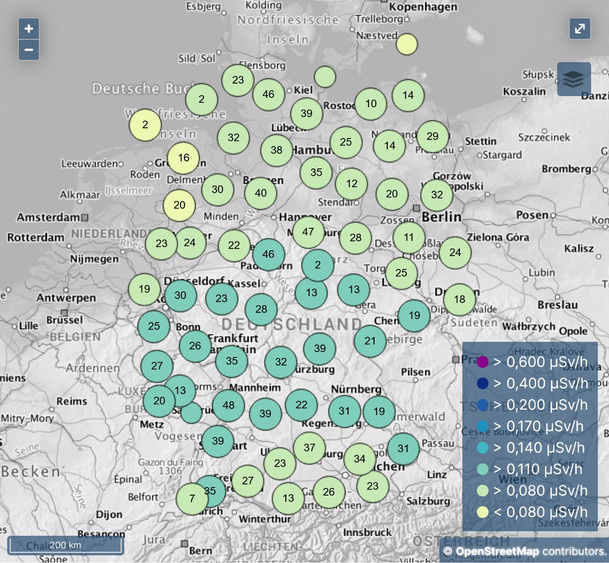 CodosTweet's tweet photo. @strahlenschutz Danke für die Info!
Hier der Link auf das #ODL-Messnetz. Die Karte zeigt die #Gamma-Ortsdosisleistung (ODL), also die Strahlenbelastung durch #Radioaktivität in der Umwelt, an den etwa 1.700 betriebsbereiten #Messstellen.
https://t.co/tbde15FAxC https://t.co/fKG0kd15Ad