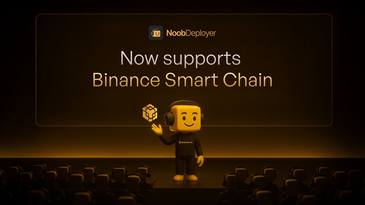 Noob Deployer now supports Binance Chain #BSC 🟡⚡️

Deploy your memes, tokens, &amp; ideas on BSC in seconds with the same speed, simplicity, and power you know from #Noob.

👉 One click. No bonding. No Lp. 

#NoobDeployer #BSC #Binance #BNB