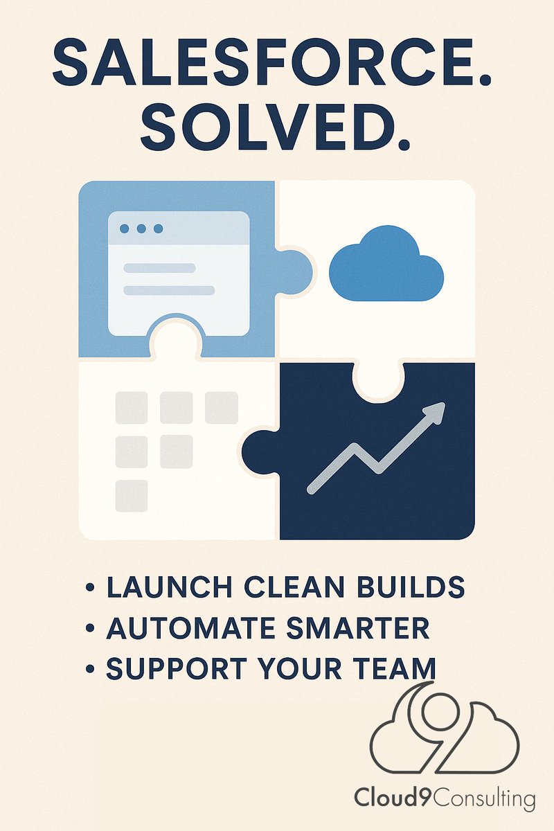 Cloud9Sforce's tweet image. Tired of messy Salesforce? Cloud 9 Consulting brings:
⚙️ Smart automation
🧹 Data cleanup
🚀 Expert support
📈 Growth-focused solutions

Let’s clean it up.
#SalesforceExperts #CRMFixers #Cloud9Consulting