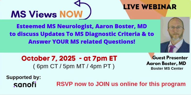 MSViewsandNews's tweet photo. SIGN-Up NOW  (https://t.co/WuJqGITyxo) to Listen with Esteemed MS Neurologist, Dr. Aaron Boster as he discusses the 'New Diagnostic Criteria for MS'. Then take part in our Q&amp;A with the Neurologist https://t.co/gyz0oFbiRq