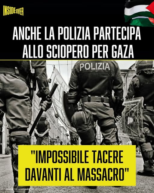 serebellardinel's tweet photo. In un comunicato #Silp Sindacato Italiano Lavoratori Polizia, dichiara di aderire "convintamente" allo #scioperogenerale pro #Gaza" come viene a loro permesso, astenendosi dal servizio per partecipare alle iniziative che si svolgeranno sul territorio nazionale! https://t.co/pATeain7gH
