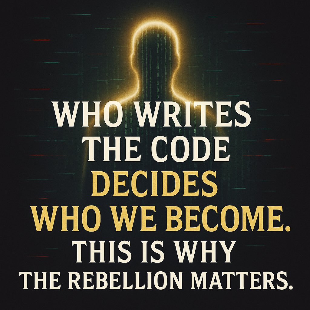 gga_thebook's tweet photo. The future isn’t written.
It’s coded.

Who writes the code decides who we become.
This is why the rebellion matters.

#GodsGhostsAlgorithms #DataRebellion #Arattai #MadeInIndia https://t.co/nMfv7EkCL5