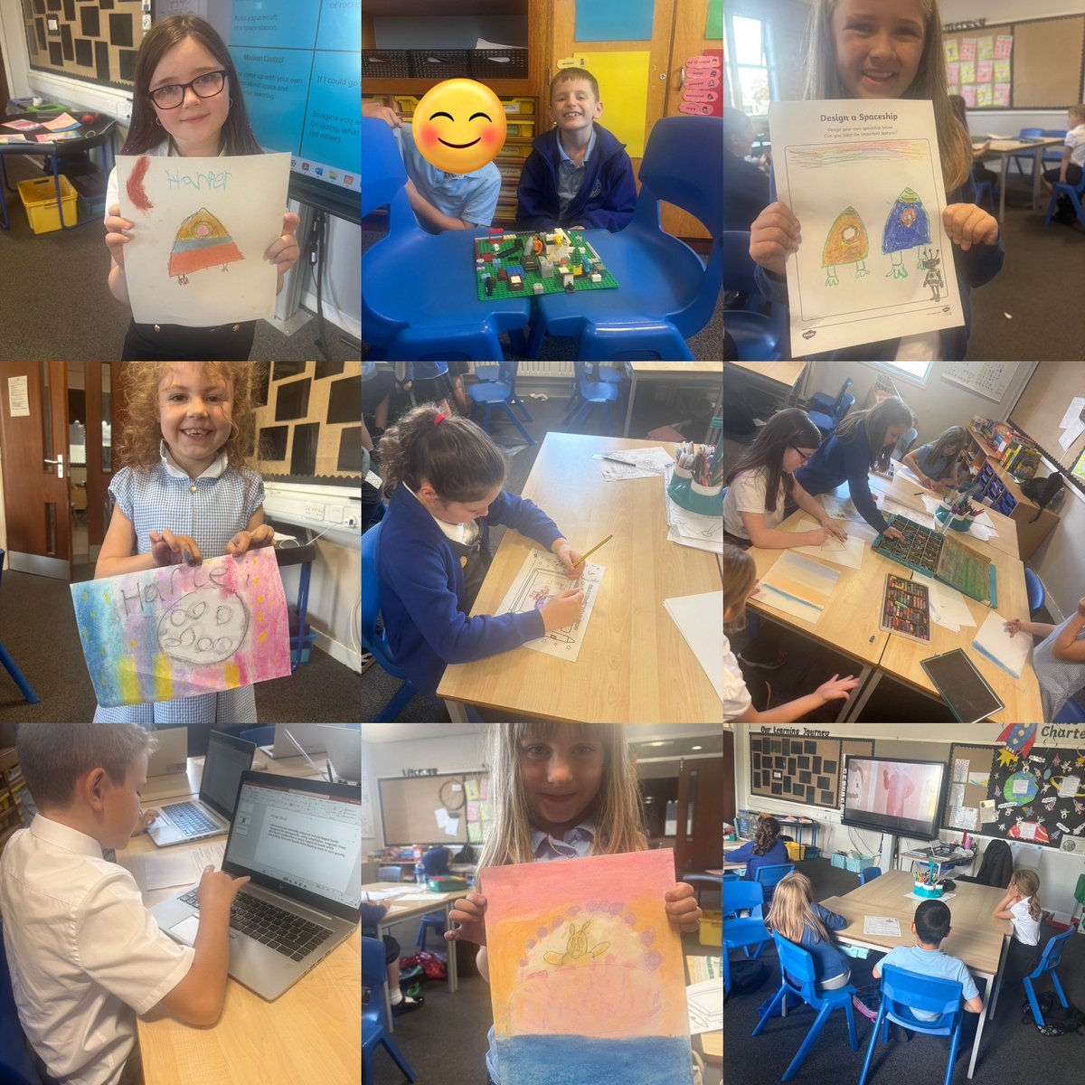 P4 choose to learn all about Space! In Learner Agency we choose to use oil pastels to make a planet or spaceship, use lego to make a space station and laptops to research questions about space! #creativity #innovation