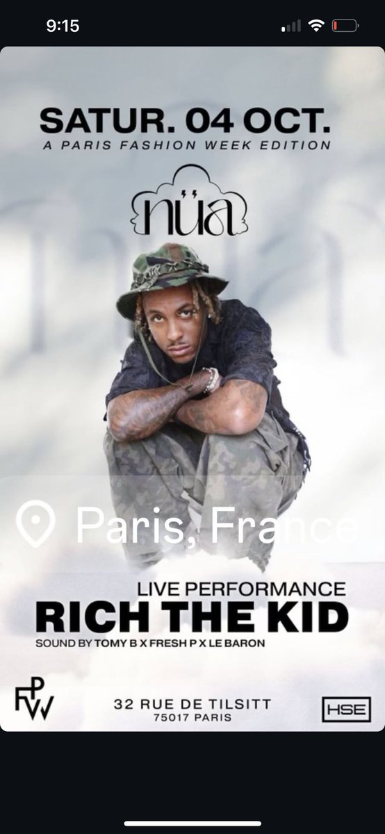 Rich The Kid is set to perform live in Paris , France tomorrow ❕❕