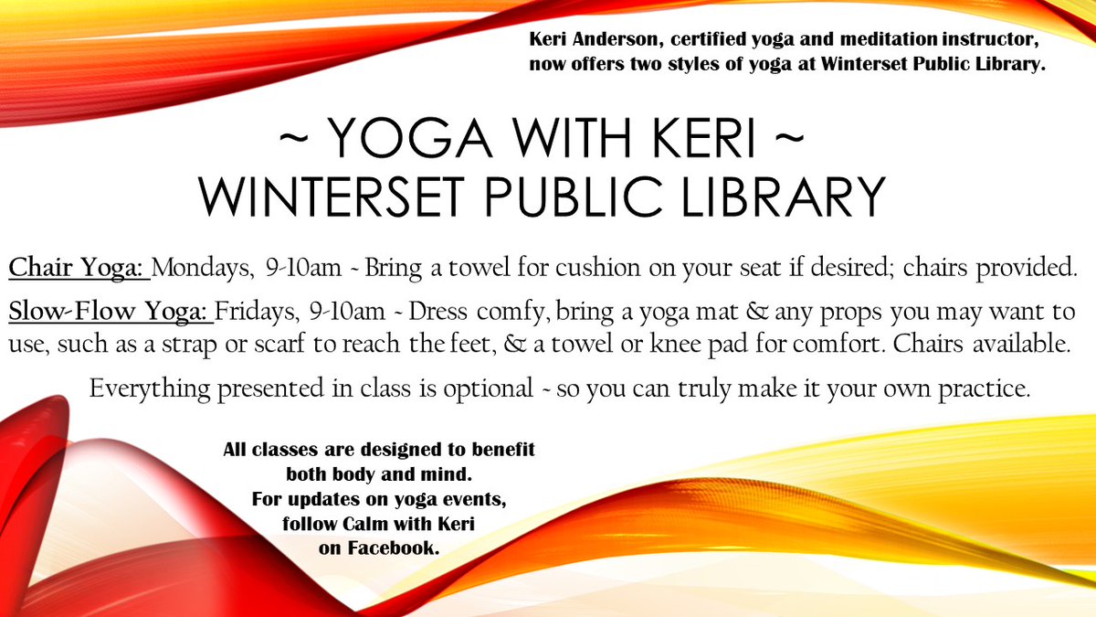 Keri Anderson will be adding an additional yoga class on Fridays starting next week.