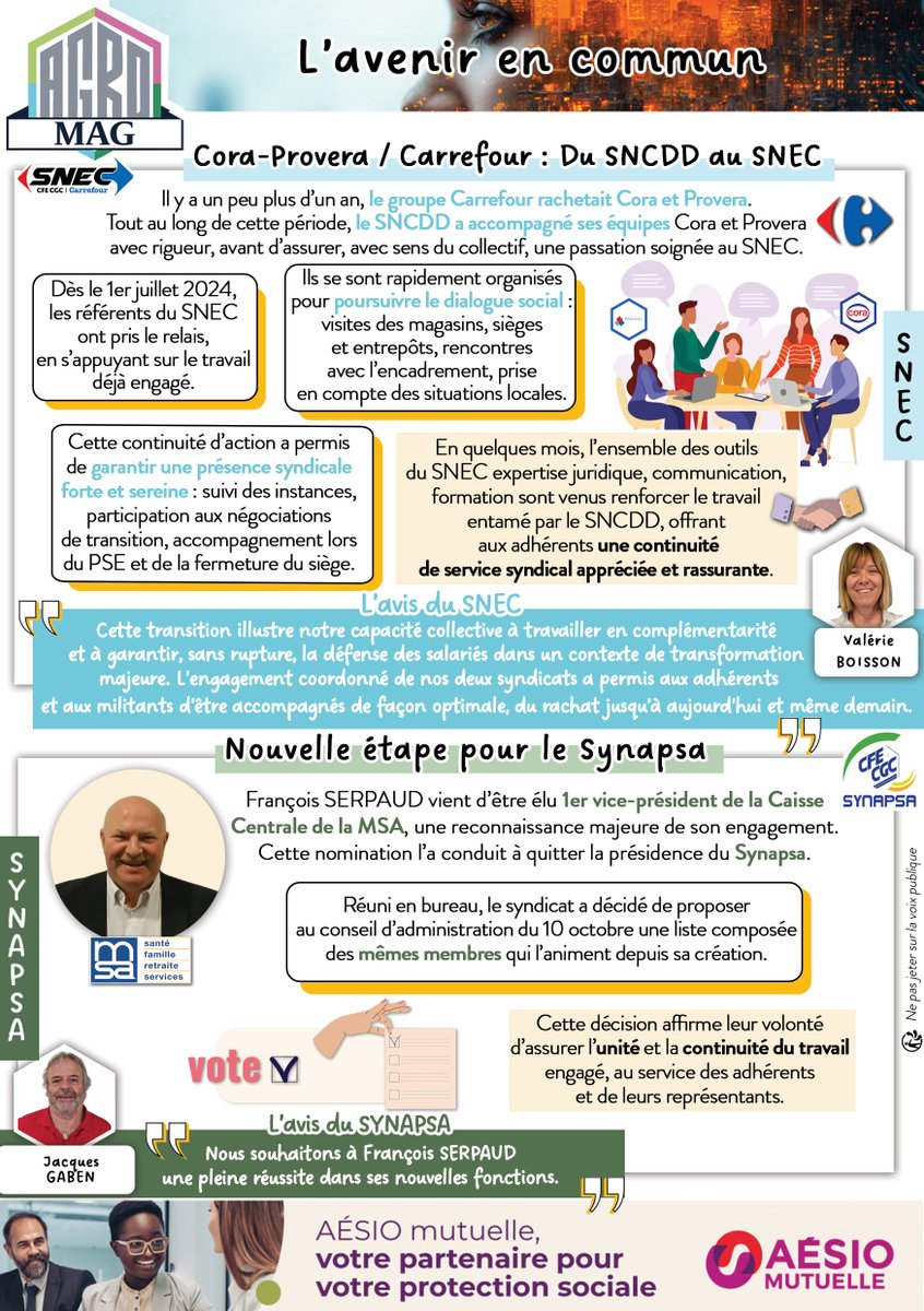 🚀 Le nouveau #AgroMag est arrivé !

✊ Justice sociale
📑 Forfait jours
🎯 Accompagnement pro
🌱 Actions de terrain
🌍 Et bien plus encore…

👉 À lire dès maintenant : calameo.com/read/006445172…

Avec le SYNAPSA,  le <a href="/SNEC_CARREFOUR/">SNEC CFE CGC</a> et le SNCEA