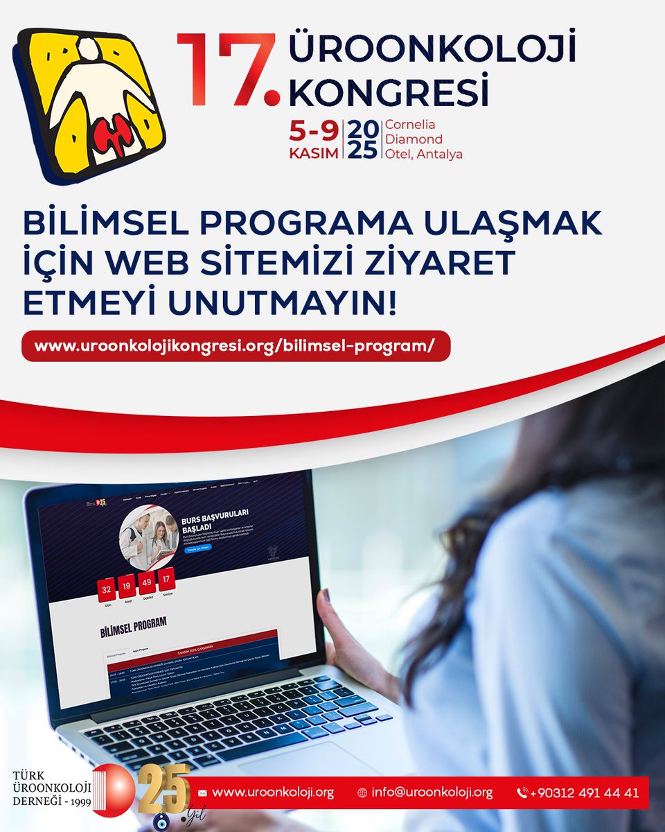 Uroonkoloji1999's tweet photo. 📢 17. Üroonkoloji Kongresi
📅 5–9 Kasım 2025 | 📍 Cornelia Diamond Otel, Antalya

 Bilimsel programa göz atmayı unutmayın!
Tüm oturum detaylarına web sitemizden kolayca ulaşabilirsiniz.

👉 https://t.co/3Fu6FbBunz

#Üroonkoloji #ÜroonkolojiKongresi #BilimselProgram #Kongre2025 https://t.co/d3yIzMwWVM