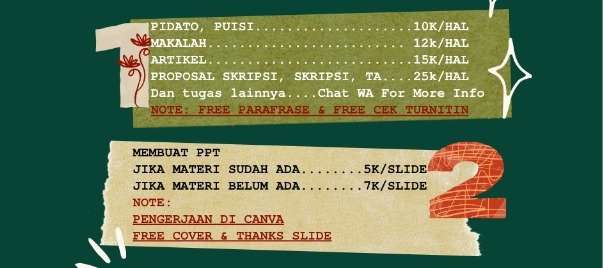 gratefunnyy's tweet photo. Price list joki tugas by @gratefunnyy | Untuk info lebih lanjut bisa chat wa aku aja yaa~ link ada di bio~ makasii💖 #JokiTugas #JokiTugasKuliah #Joki #JokiTugasMurah #JokiSkripsi #JokiArtikel #JokiMakalah #JokiProposal #JokiSPSS https://t.co/76qbdBKecO