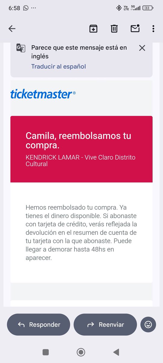 CamilaGR1972's tweet image. @sicsuper @paramo_presenta #Ticketmaster quisiera saber dónde carajos fue que devolvieron mi plata del concierto cancelado de Kendrick Lamar. Envían un mail diciendo que la plata ya está devuelta, pero no dicen dónde está. En mi cuenta, desde dónde pagué por PSE, no aparece.