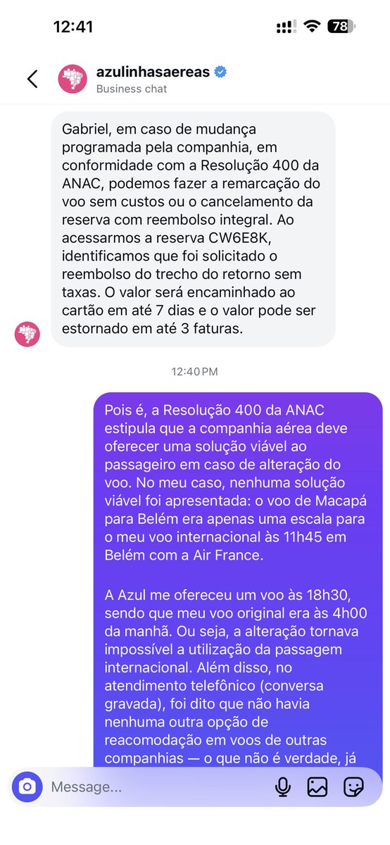 GabrielLi76748's tweet photo. 🧵 @azulinhasaereas: vocês cancelaram/alteraram meu voo Macapá → Belém (escala para conexão internacional) e NÃO ofereceram solução viável. Vou explicar tudo desde o início.👇 https://t.co/GLZwPx7zGn