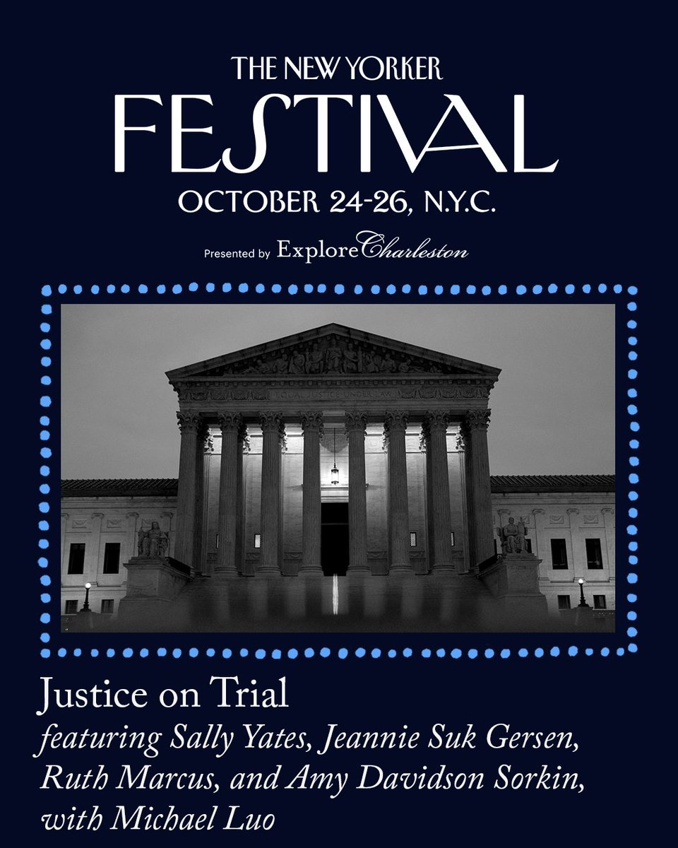 NewYorkerFest's tweet image. The former Deputy Attorney General @SallyQYates will join New Yorker writers @JeannieSGersen, @RuthMarcus, and @tnyCloseRead to discuss the Supreme Court and American democracy in Trump’s second term; moderated by @michaelluo. Get tickets here:
newyorkerfest.visitlink.me/-ByF_c