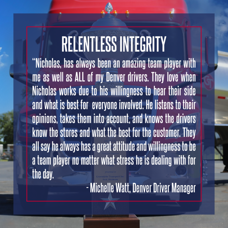 👂Listening is such a key part of a successful team. Hats off to Logistics Coordinator Nicholas Abbott for understanding that and putting it into practice day after day!

#GroendykeTransport #EmployeeRecognition