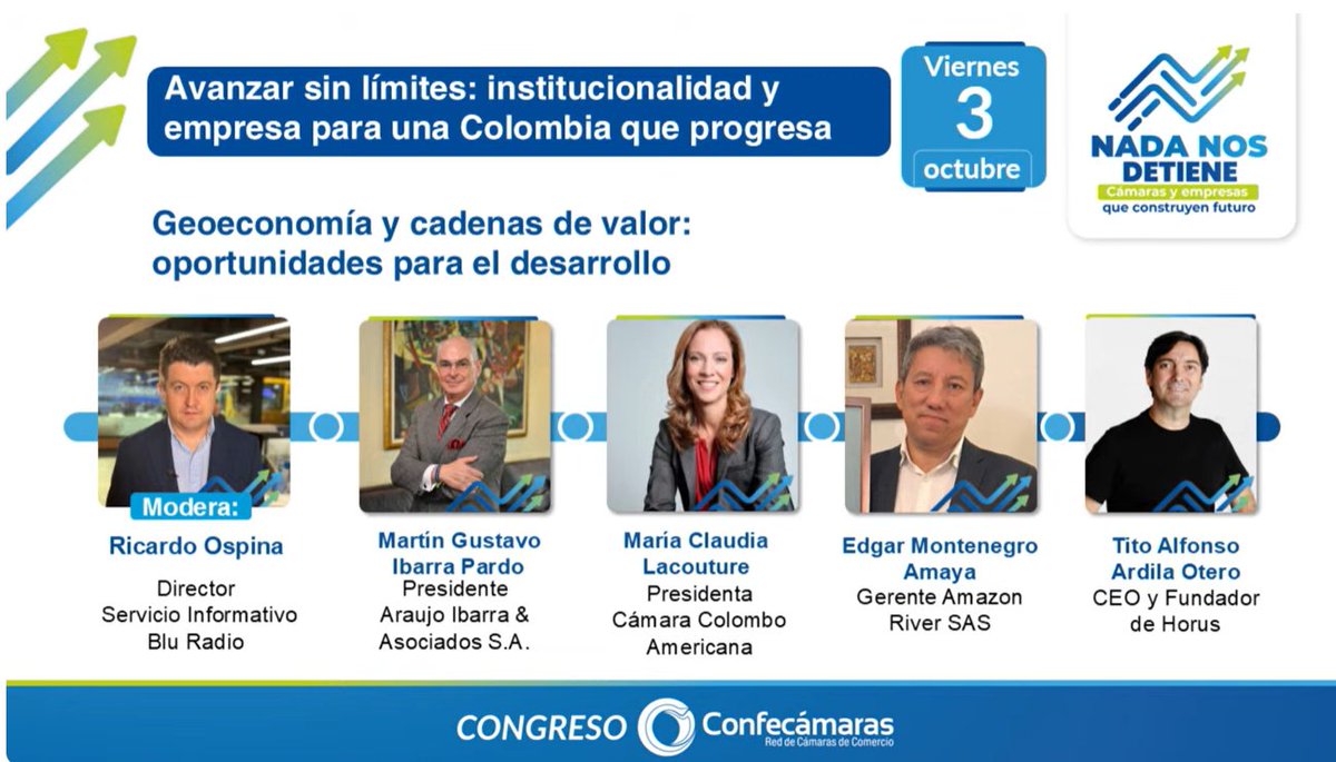 #AEstaHora nuestra presidenta ejecutiva, <a href="/mclacouture/">Maria Claudia Lacouture</a>, participa en el #CongresoConfecámaras2025 de <a href="/Confecamaras/">Confecámaras</a>. 
Un espacio de análisis para impulsar el entorno empresarial y el desarrollo económico del país. 
Sígala #EnVivo aquí⬇️
youtube.com/watch?v=vAAPLH…