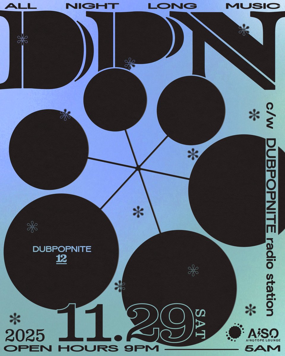 【ダブポップナイトやります！】
11月29日土曜日、新宿アイソトープラウンジで「DUBPOPNITE 12」を開催します！
メインフロアとバーフロアの2フロアがありまして、メインフロアでは DUBPOPNITE 12 を、バーフロアでは DUBPOPNITE radio station をそれぞれお送りします。

以後詳細を記載していきます!