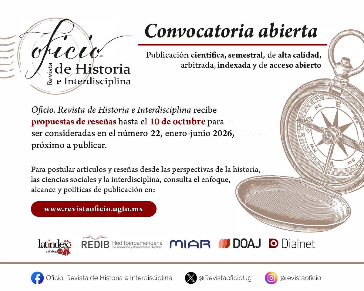 Oficio. Revista de Historia e Interdisciplina (@revistaoficioug) on Twitter photo 
