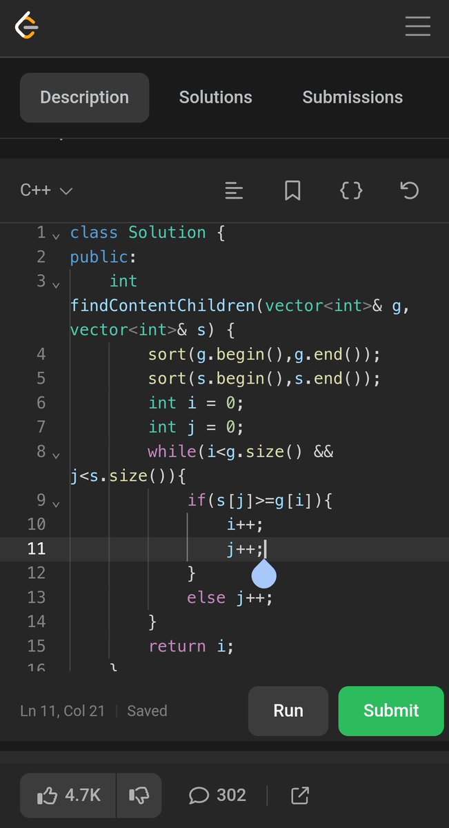 Prysh_07's tweet image. Day 24 โ
- Solved 1 LeetCode Problems
> 455 -> Assign Cookies
Coded on my phone while on the train ๐๐ป Keeping the consistency alive โ no excuses, just progress.
#CodeOnTheGo #travel #LeetCode #GFG