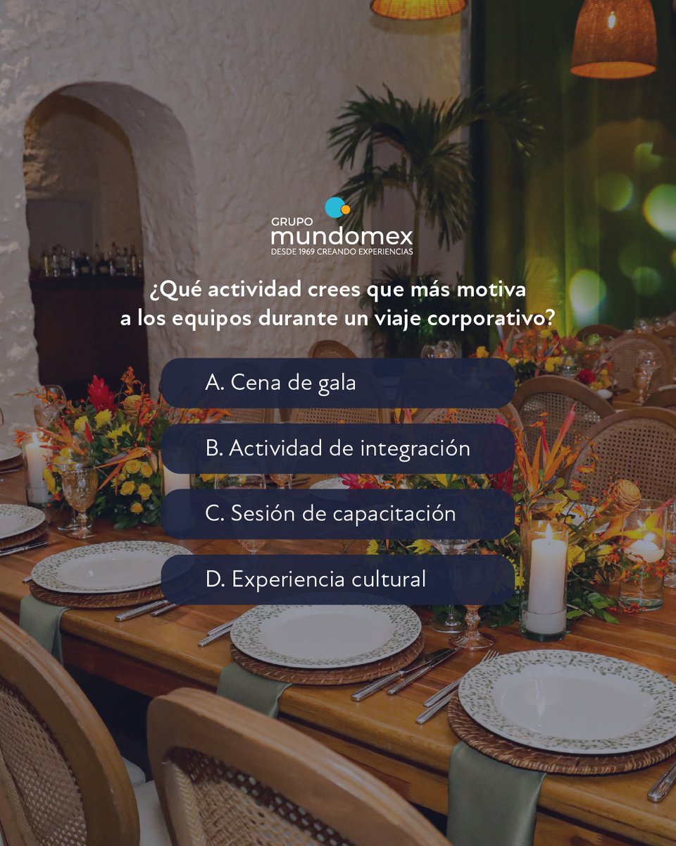 Un viaje corporativo es mucho más que juntas y traslados ✈️.
En Grupo Mundomex diseñamos convenciones y experiencias corporativas que inspiran, reconocen y conectan equipos. 
¿Estás listo para planear tu próximo viaje corporativo con nosotros?
#GrupoMundomex #GruposyConvenciones