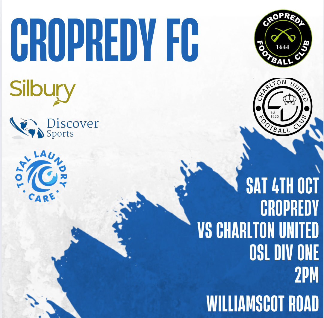 Tomorrow afternoon we welcome Charlton United as we look to kick start our season after a difficult run

#UpTheCrop