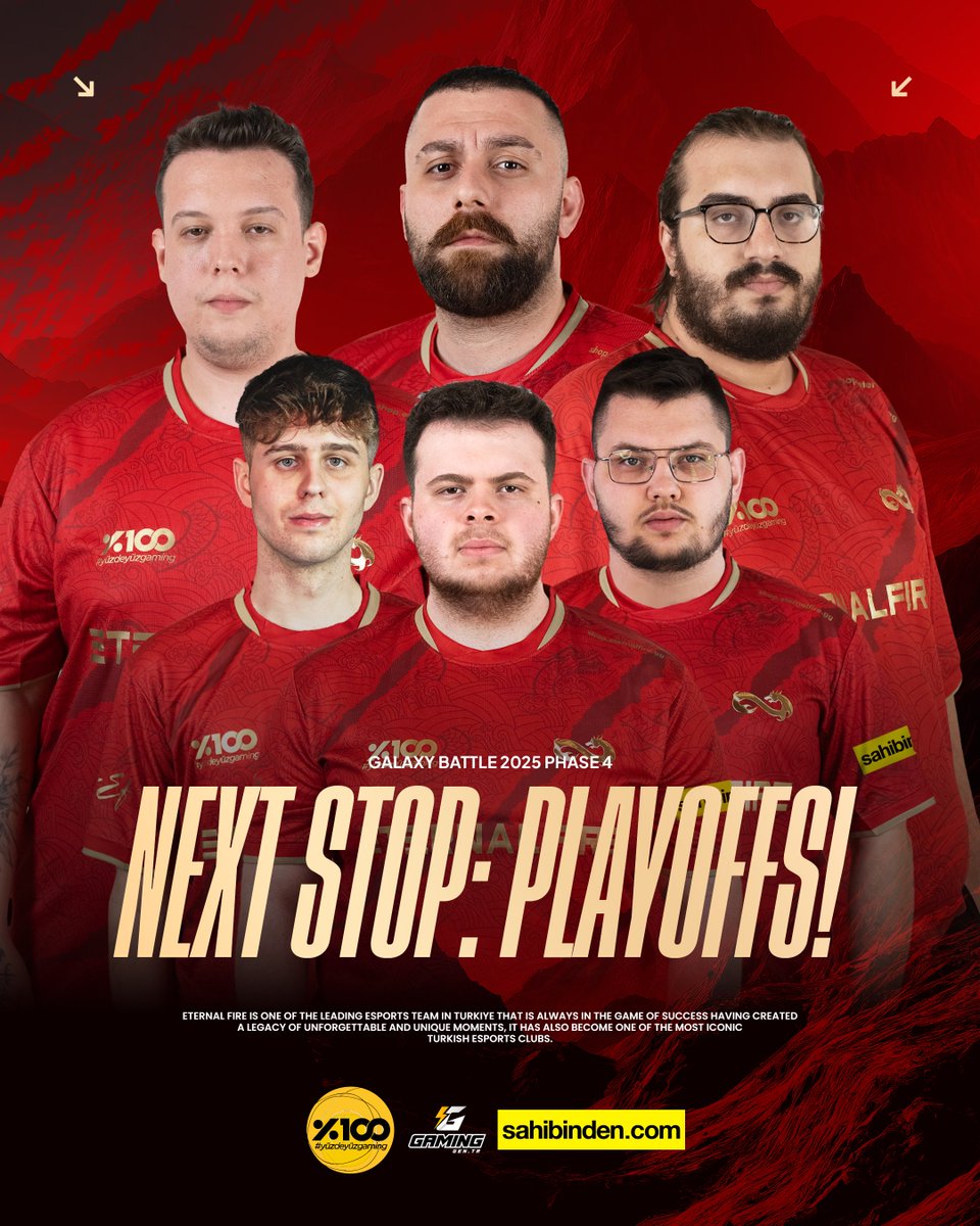eternalfiregg's tweet image. SIRADAKİ DURAK: PLAYOFF! 

Galaxy Battle 2025 Phase 4’te playofflara yükseliyoruz! 🔥

#forEF | #yüzdeyüzgaming