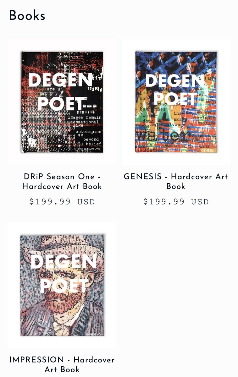 there’s still ~10 of each book available at degenpoet . com