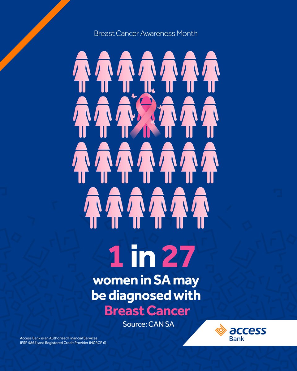 Every statistic represents someone’s mother, sister, daughter, or friend. 💗 In South Africa, 1 in 27 women will be diagnosed with breast cancer in their lifetime.

Let’s stand together this Breast Cancer Awareness Month, to raise awareness, support early detection, and bring