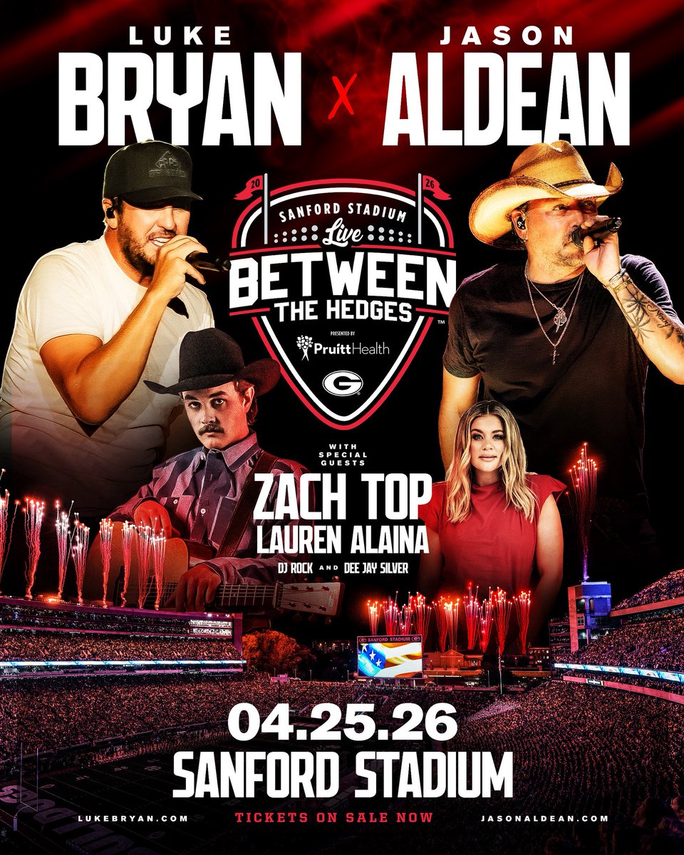 We’ll see y’all in Athens at Sanford Stadium on April 25th. Live Between The Hedges tickets are on sale now!

lukebryan.com/tour