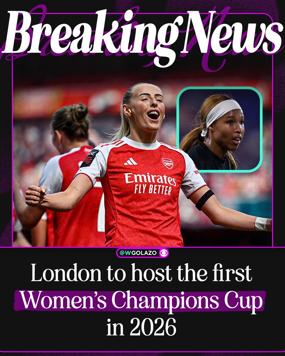 London calling 📞

The capital of England will host the inaugural FIFA Women’s Champions Cup January 28-February 1, 2026 🏆

Already qualified teams include: Arsenal, Gotham FC, AFC Champions Wuhan Jiangda &amp; OFC Champions Auckland United ✅