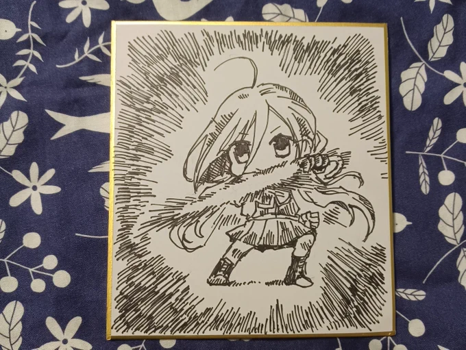 傘を持った清霜ちゃん見てたらこんな色紙ができました 