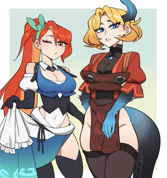 Outfit Swap. They both feel a little tight in each other's clothes
