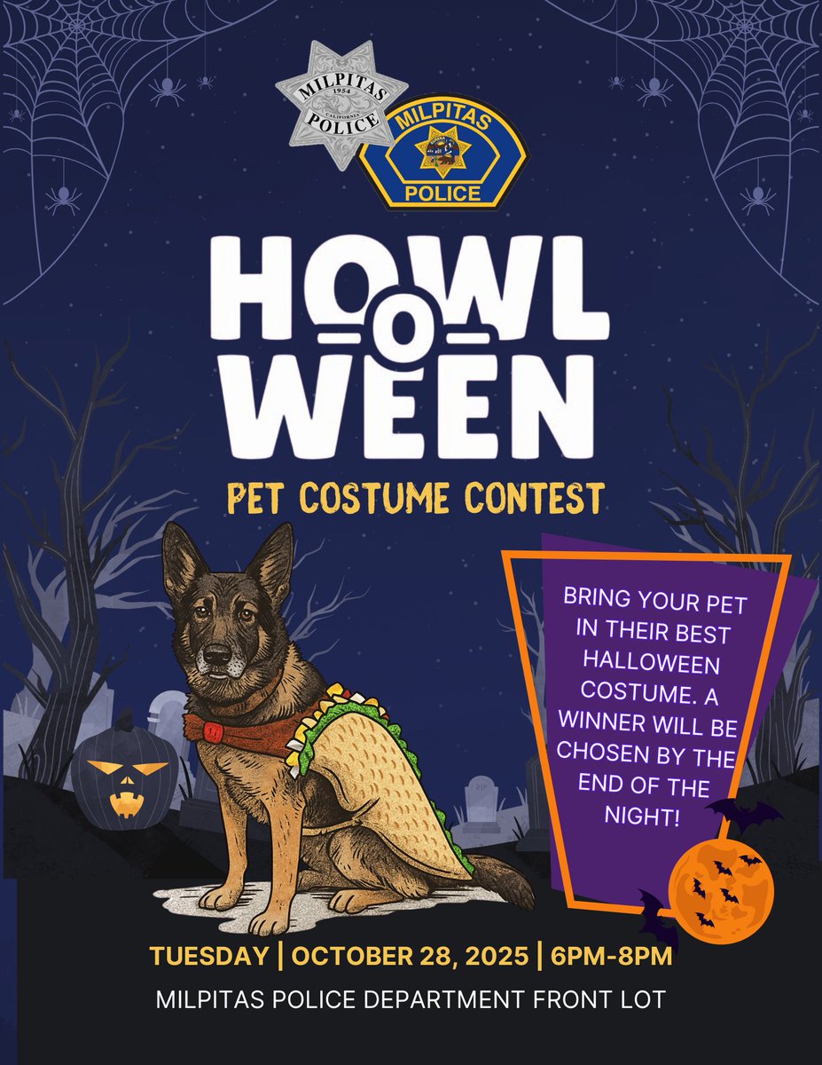🎃 Spooktacular Howl-O-Ween Pet Costume Contest 🎃

Join us on Tuesday, October 28, 2025, from 6:00 PM – 8:00 PM for a night of fun! 🎃🐾 Dress your pets in their spookiest, cutest, or most creative costumes for a chance to win a prize. 👻 Winner will be announced at the end of