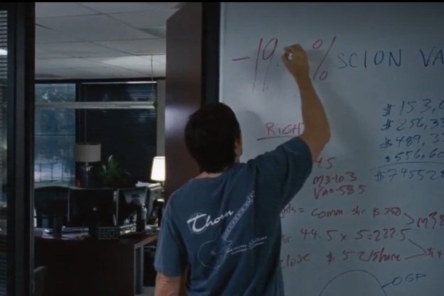drhalving's tweet photo. @DrProfitCrypto I remember in the movie "The Big Short" when Dr. Michael Burry would renew his losses in the table with a red marker before the big short came and he made mega profits. https://t.co/rCgDKoFhLb