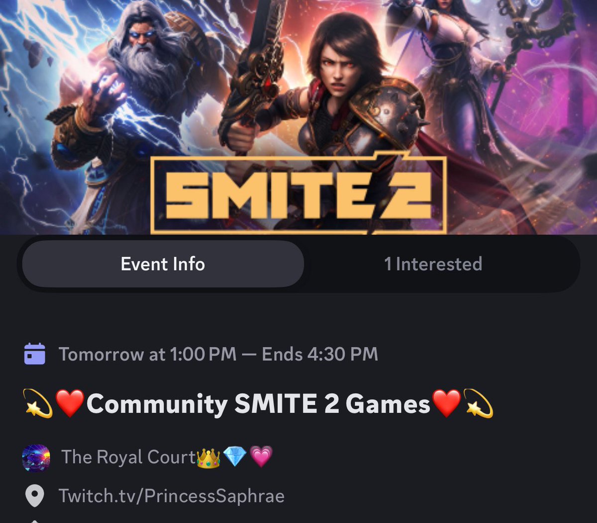 PrincessSaphrae's tweet photo. I have a list of things to get done today 👏 So, I’ll see y’all tomorrow afternoon for some SMITE 2 action over on twitch 💜
https://t.co/m2QfuFE57y
#SMITE2 #twitch #communitygames #saturdaysmite https://t.co/rk9UEO9joo