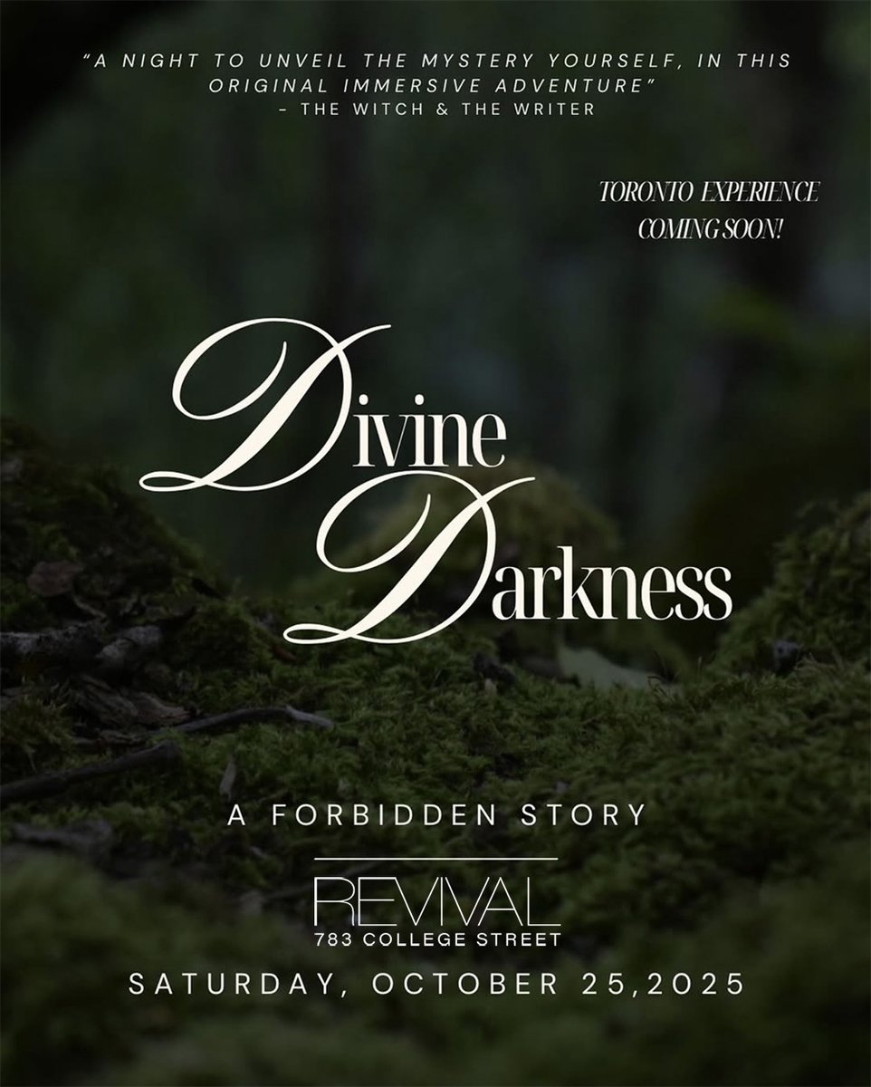 Revival Event Venue (@revivalbarevent) on Twitter photo Divine Darkness - a forbidden fairytale adventure in a welcome witches’ lair. Saturday Oct, 25th at
<a href="/RevivalBarEvent/">Revival Event Venue</a>
in the Stone Lounge, on College, in time for Halloween. Details: revivaleventvenue.ca/event/divine-d… #goth #cosmic #torontonightlife Divine Darkness - a forbidden fairytale adventure in a welcome witches’ lair. Saturday Oct, 25th at
<a href="/RevivalBarEvent/">Revival Event Venue</a>
in the Stone Lounge, on College, in time for Halloween. Details: revivaleventvenue.ca/event/divine-d… #goth #cosmic #torontonightlife