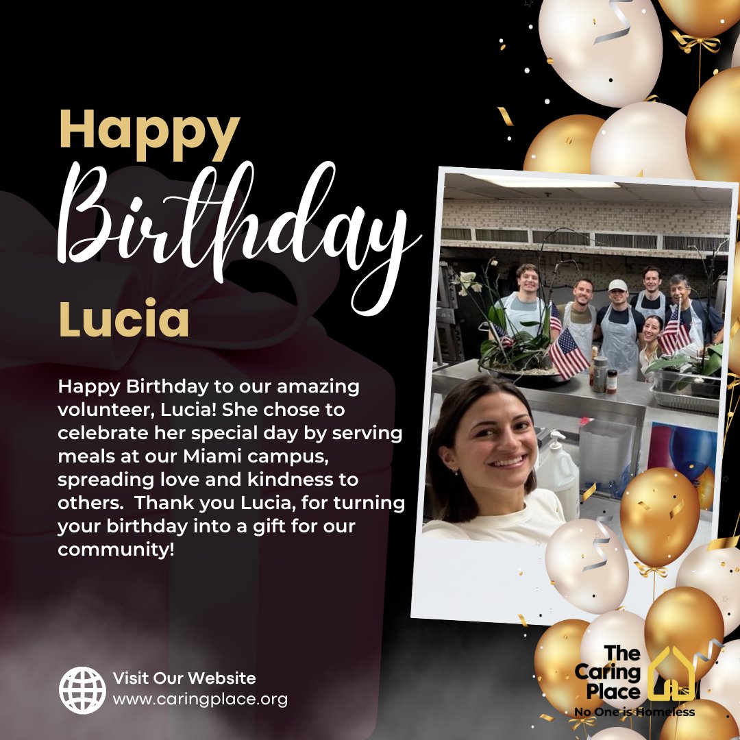 Happy Birthday to our wonderful volunteer Lucia! 🎉 She chose to celebrate by serving meals at our Miami campus—turning her special day into a gift for others. Thank you for sharing your kindness, Lucia!