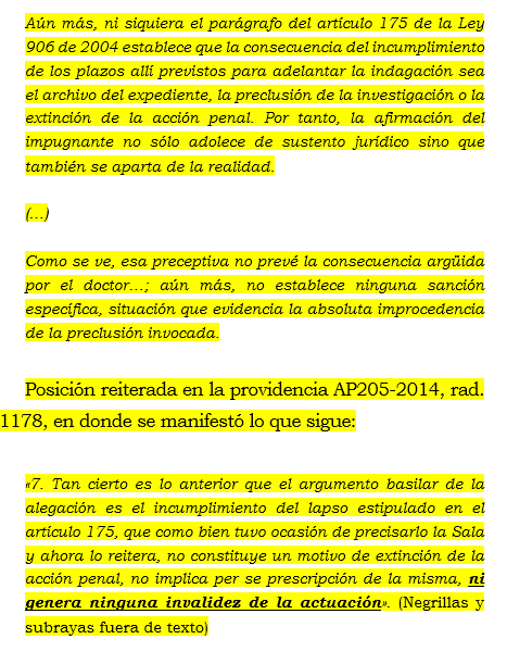En distintas oportunidades me he pronunciado sobre el artículo 175 de la L. 906/04, siempre he expuesto que lo que regula dicho articulado es de naturaleza funcional o de competencia del fiscal, no un asunto relativo a la terminación de la acción penal, esto ha sido algo que