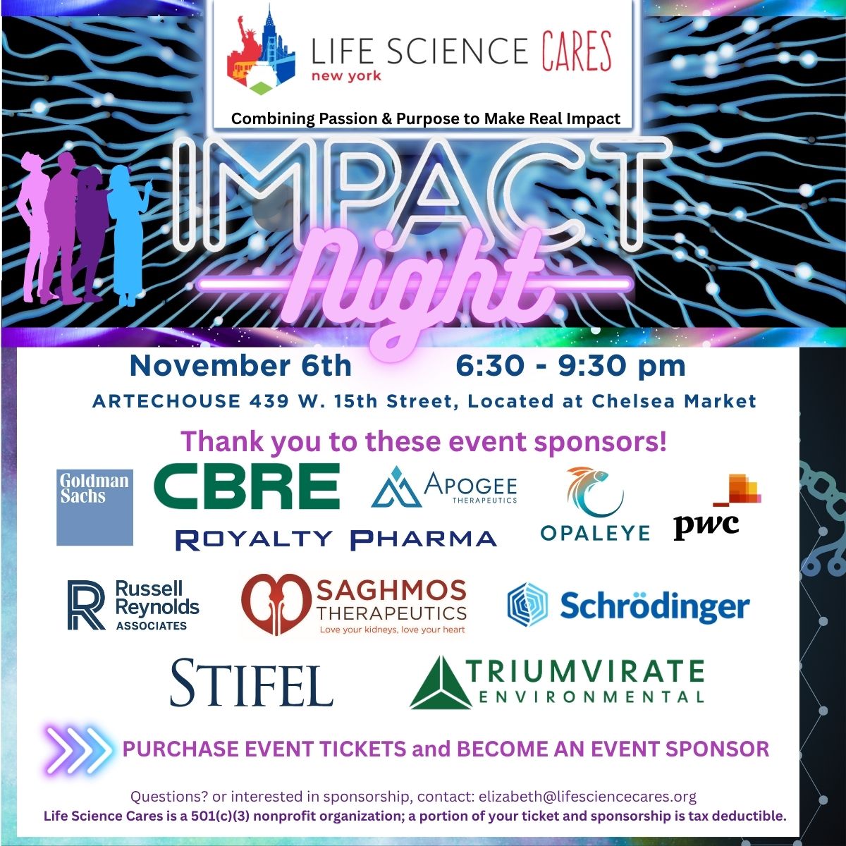 Thanks to our generous sponsors for making Impact Night possible! 🙌 Your support fuels programs that open doors for students, families, and communities across NYC. 💙 Want in? Sponsor: elizabeth@lifesciencecares.org | Tickets: bit.ly/4mMsRoK  🎟️🗽