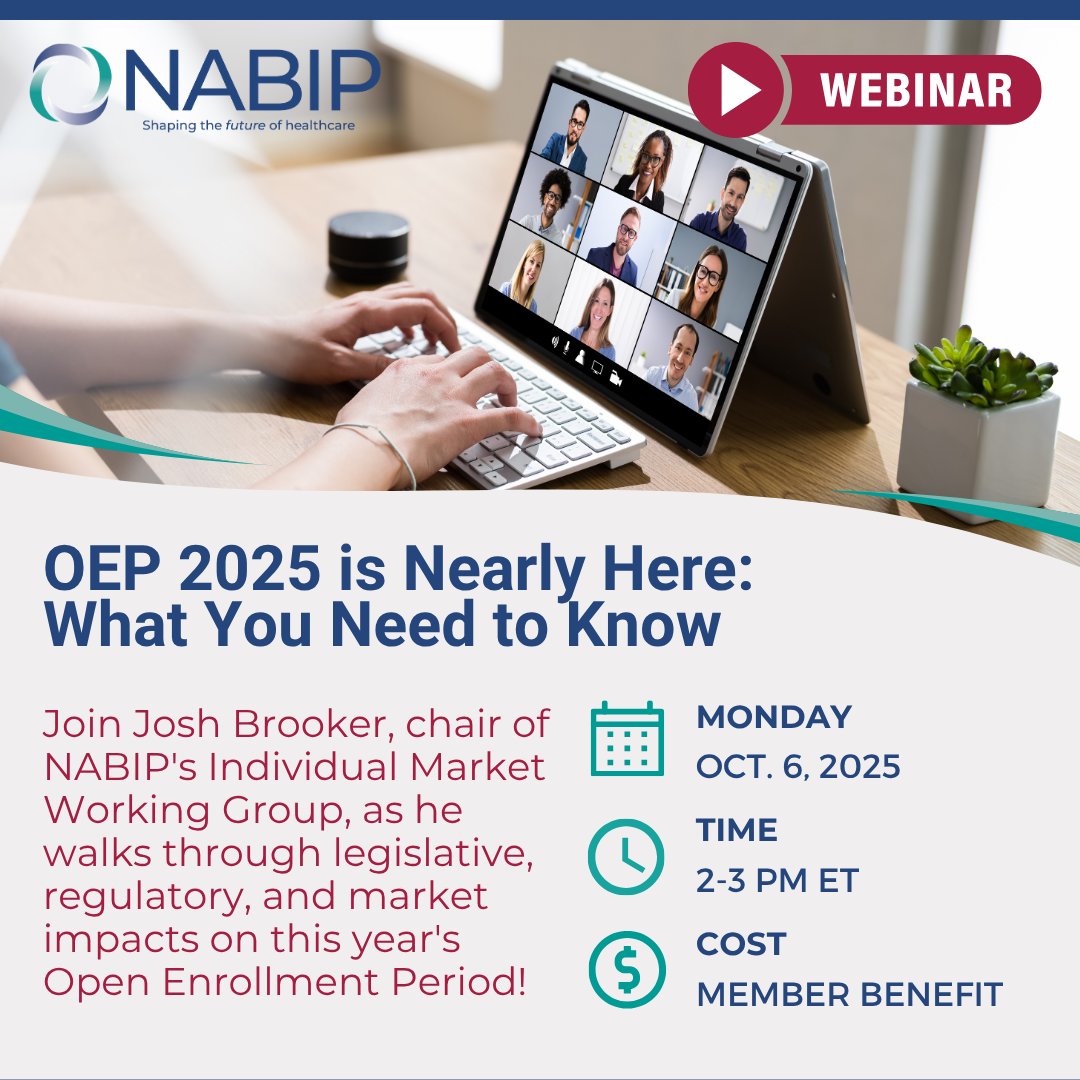 💡 Join us for a can’t-miss session with Josh Brooker as he covers what agents and brokers need to know for #OpenEnrollment 2025.

📅 Register now: ow.ly/zEzA50X4AUE

#OneBigBeautifulBill #EnhancedPremiumTaxCredits #ACA #IndividualMarket #U65 #NABIPWebinar