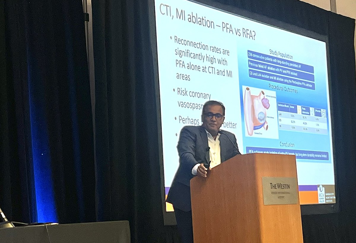 DrRoderickTung's tweet image. Great talk @DJ_Lakkireddy on important limitations of PFA outside of the veins. Single digit long term durability in La Fazia et al. Dual energy sources can’t come soon enough for redo ablations. There need not be discussions with current PFA iterations for VT.…