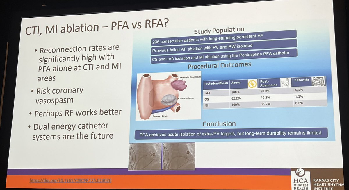 DrRoderickTung's tweet image. Great talk @DJ_Lakkireddy on important limitations of PFA outside of the veins. Single digit long term durability in La Fazia et al. Dual energy sources can’t come soon enough for redo ablations. There need not be discussions with current PFA iterations for VT.…