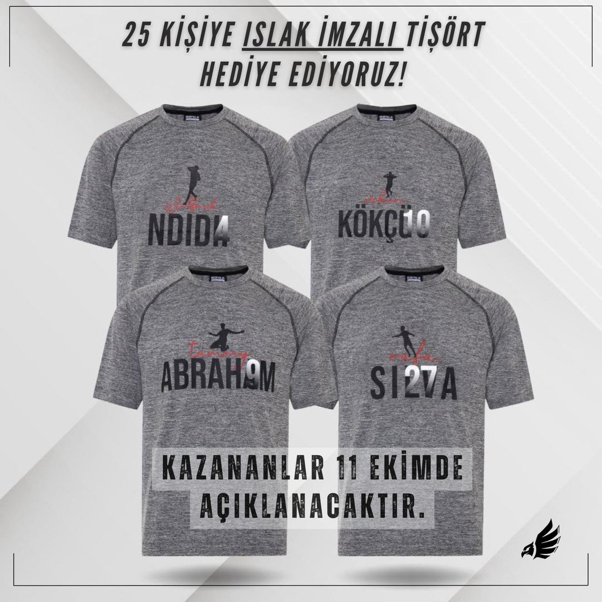 Derbi maçına özel tam 25 adet futbolcu imzalı tişört hediye ediyoruz.

Yapmanız gerekenler çok basit 

Yoruma "Beşiktaş" yazmanız 

<a href="/kartalhatti/">Kartal Hattı</a> 
<a href="/viaporttkrtlyvs/">Viaport Kartal Yuvası</a> 
<a href="/ismailtufekci/">ismail tufekci</a>

Hesaplarını takip etmeniz, şimdiden başarılar dileriz. 🦅❤️