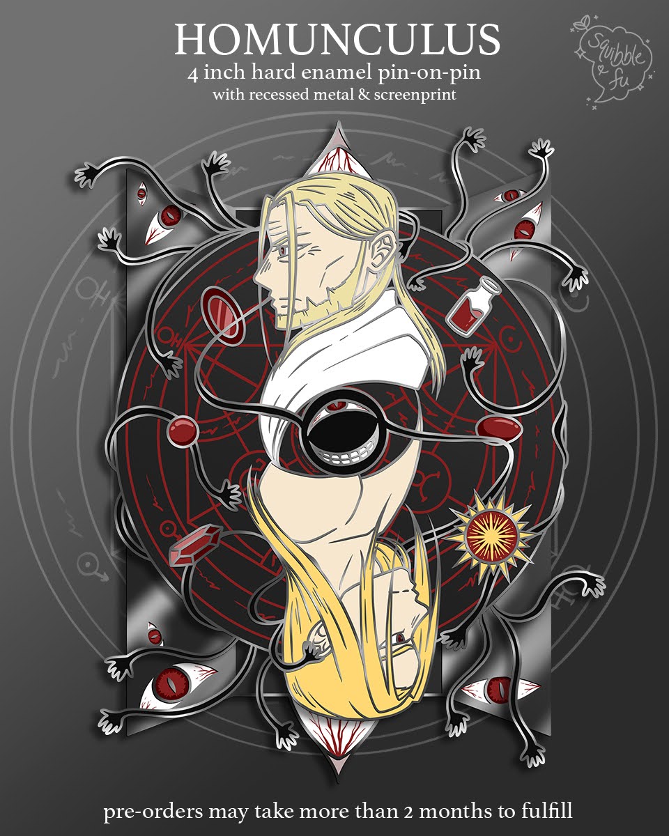squibblefu's tweet image. PO FMA Back Quotes - Seven Deadly Sins + Restocks ♥️
-
HAPPY FMA DAY! ✨Completing the series with all the sins, and a SPECIAL "Father" Homunculus pin-on-pin 😌
-
Set price only during PO, Father LE to PO amt!
-
RTs appreciated! 🙏
-
#FMADay #fma #FMAB #FullmetalAlchemist