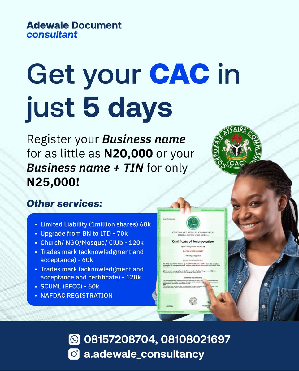 xyberconcepts's tweet photo. Good design isn’t just attractive, it’s persuasive.
For Adewale Document Consultant highlights affordable packages, fast timelines, &amp; multiple service options in a way that grabs attention &amp; encourages engagement.
We design to convert views into leads, and leads into clients. https://t.co/UDdMPYBkeT