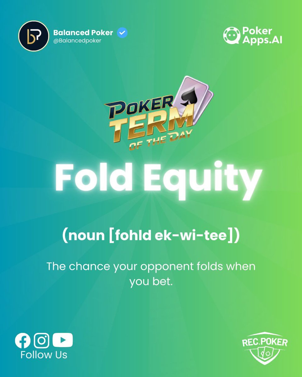 Fold Equity — Sometimes the power is in making them fold. ✊
#PokerTips #BalancedPoker #RecPoker