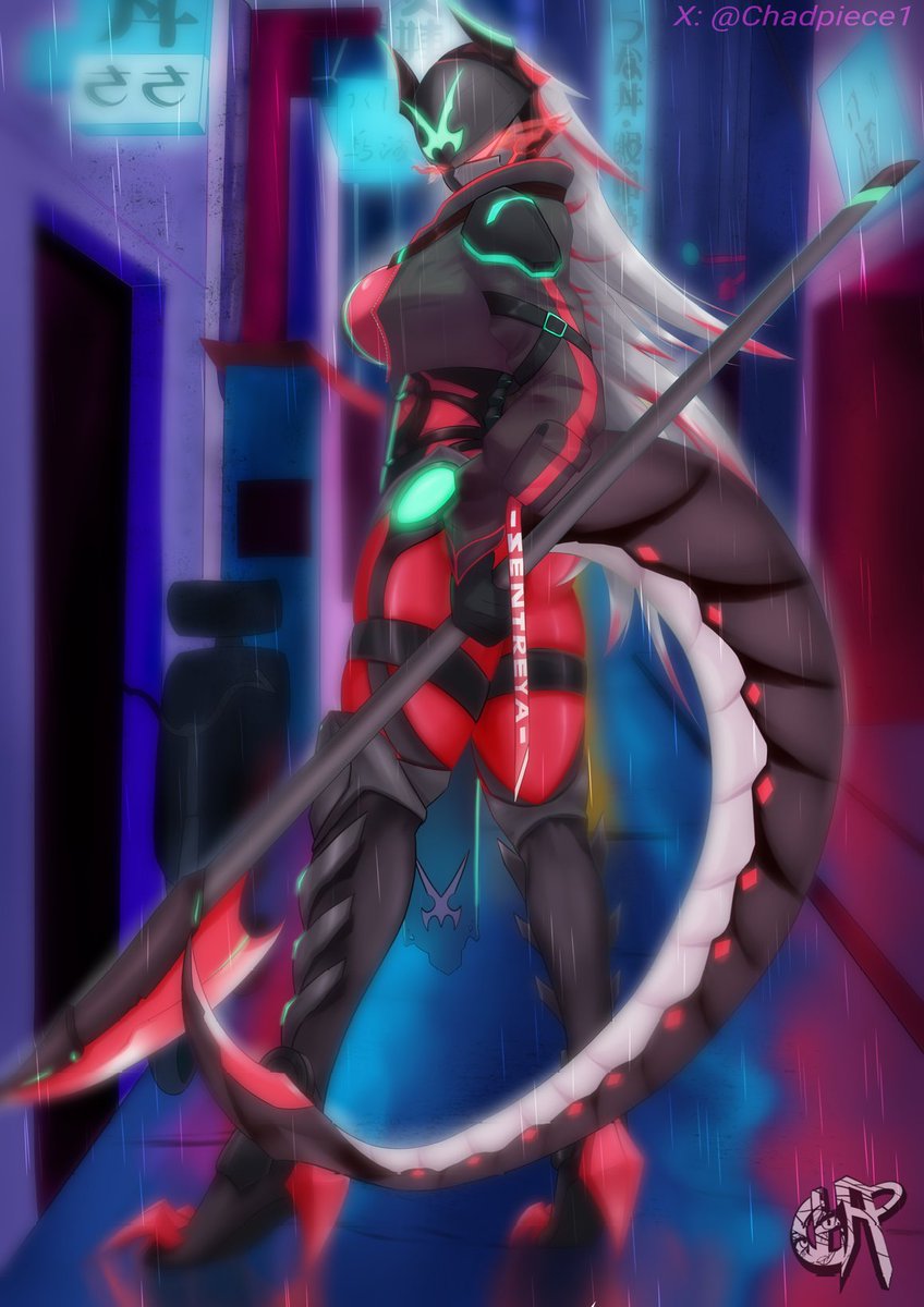Chadpiece1's tweet image. I'm super happy how this turned out! ❤️🩶 #zentreart #art #robotgirl