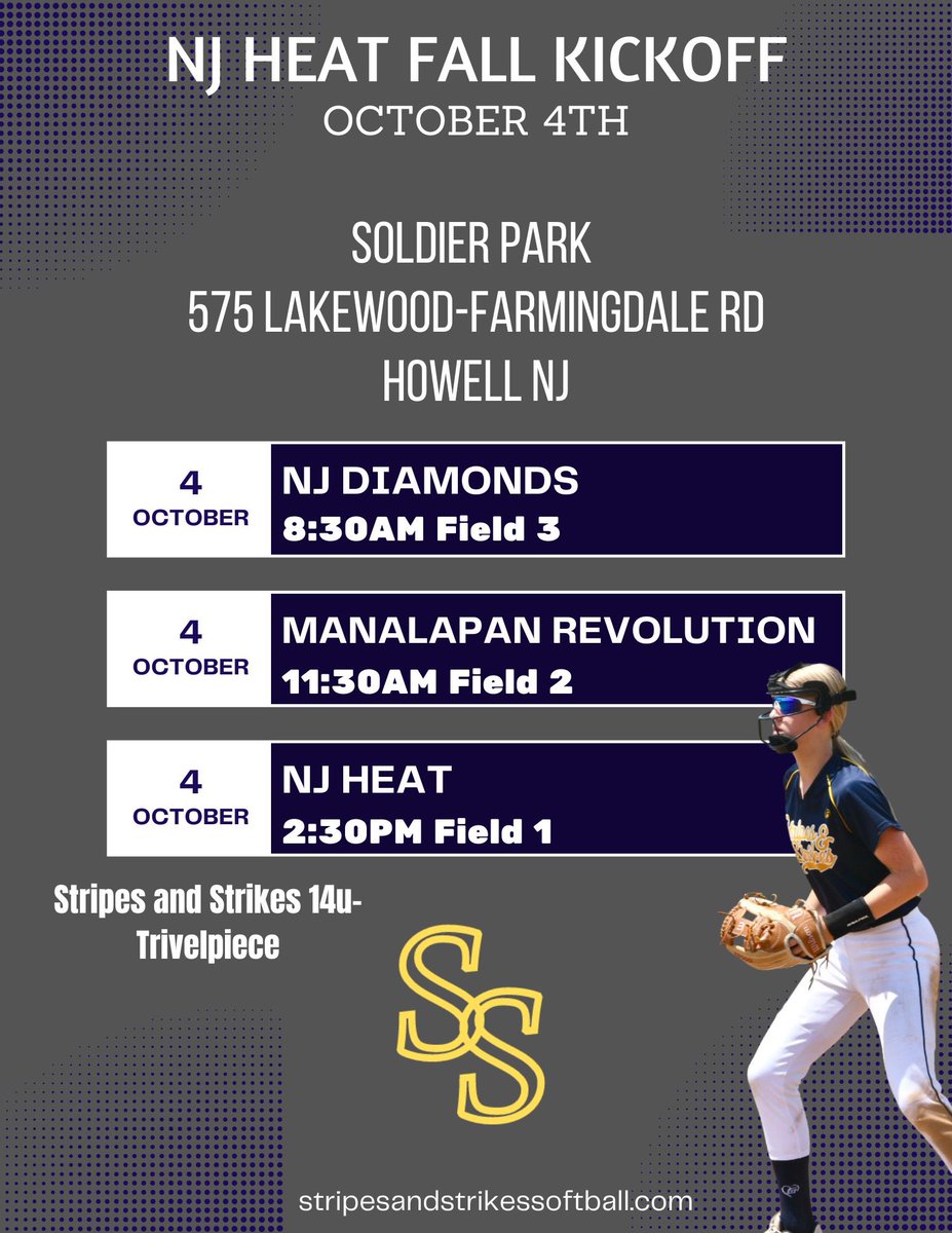 Stripes_Strikes's tweet photo. Stripes and Strikes 14u-Trivelpiece Weekend Schedule 🔜 https://t.co/iUNxTfwCx1