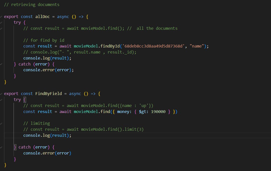 ashish_saud15's tweet photo. #LUD6 โ CRUD & Queries
Dived deeper into retrieving, updating & deleting documents in Mongoose (by ID & key values). Also explored query helpers like .countDocuments(), .skip(), .sort(), $gt, $lt, $and, $or & more!
#LearningUtsav2025 #FestivalOfLearning #MongoDB #Mongoose https://t.co/mRhRIyHzA5
